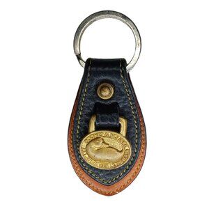 Vintage Dooney & Bourke Black and British Tan AWL Leather Key Fob